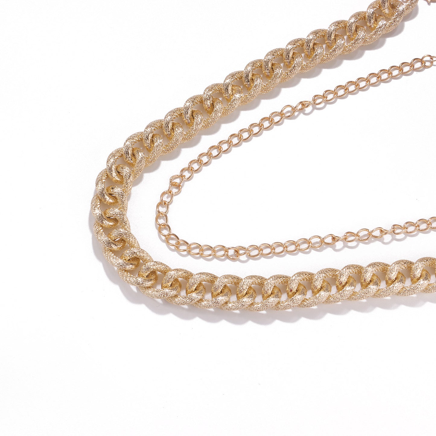 Punk Geometric Alloy Cable Chain Necklace for Women, Double Layered Statement Jewelry, Fashion Bold Accessory