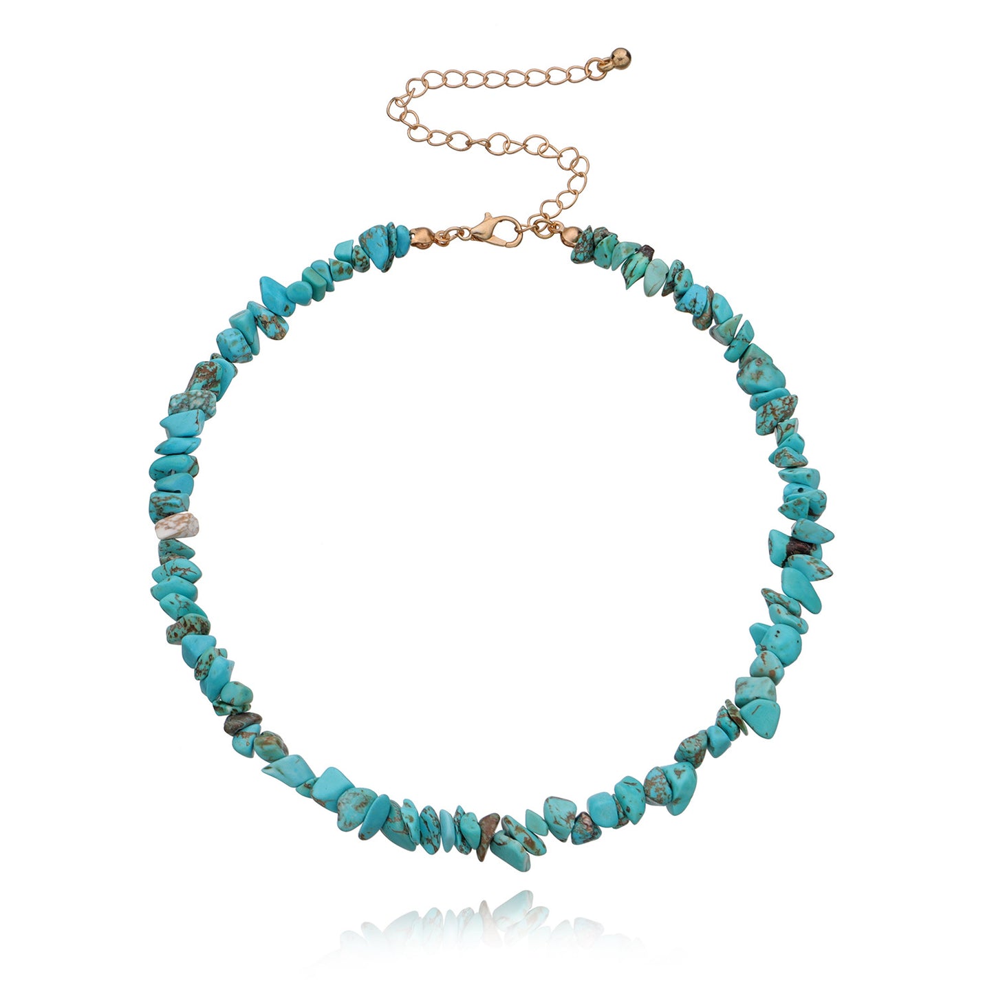 Collar geométrico turquesa hecho a mano para mujer, cadena de hilo de pescar, joyería de moda, estilo bohemio