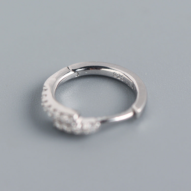 Orecchini a Cerchio Minimalisti Eleganti in Argento Sterling 925 con Zirconia Cubica Micro-Intarsiata, Geometria per Donna