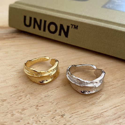Anillo de plata de ley 925 minimalista con incrustaciones de corazón irregular para mujer