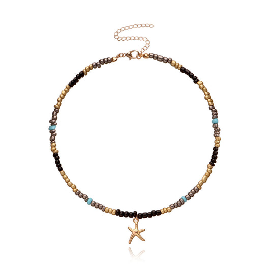 Collana colorata di perline per donna, design a farfalla e stella, catena in lega, stile filo da pesca, estetica vintage, gioielli eleganti per i mercati europei e americani