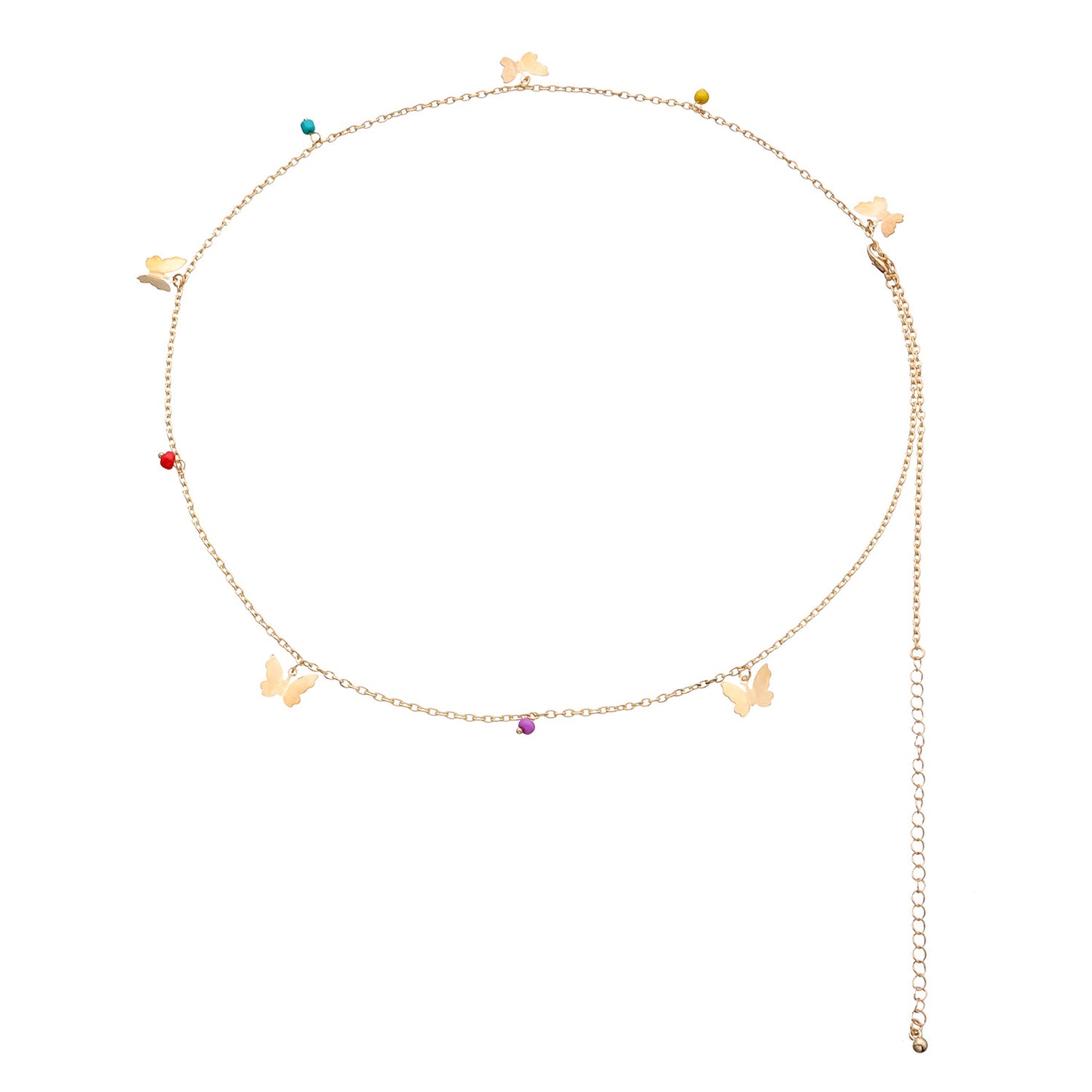 Colorful Beaded Butterfly Alloy Body Chain for Women