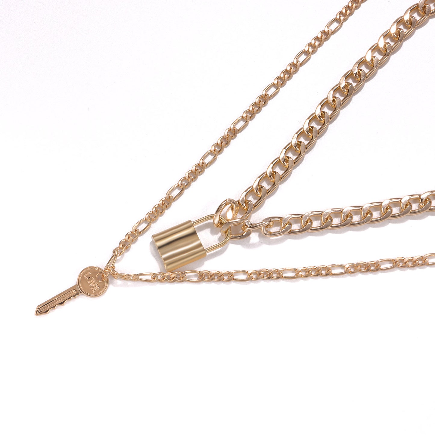 Women's Geometric Lock Shape Pendant Necklace Alloy Aluminum Chain Plated Fashion Statement Jewelry