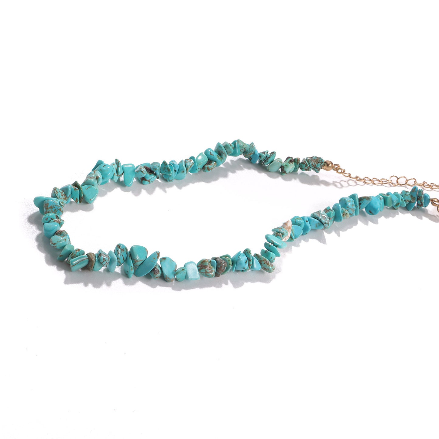 Collar geométrico turquesa hecho a mano para mujer, cadena de hilo de pescar, joyería de moda, estilo bohemio