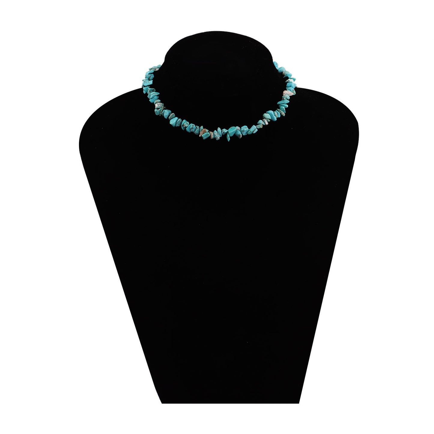 Collar geométrico turquesa hecho a mano para mujer, cadena de hilo de pescar, joyería de moda, estilo bohemio