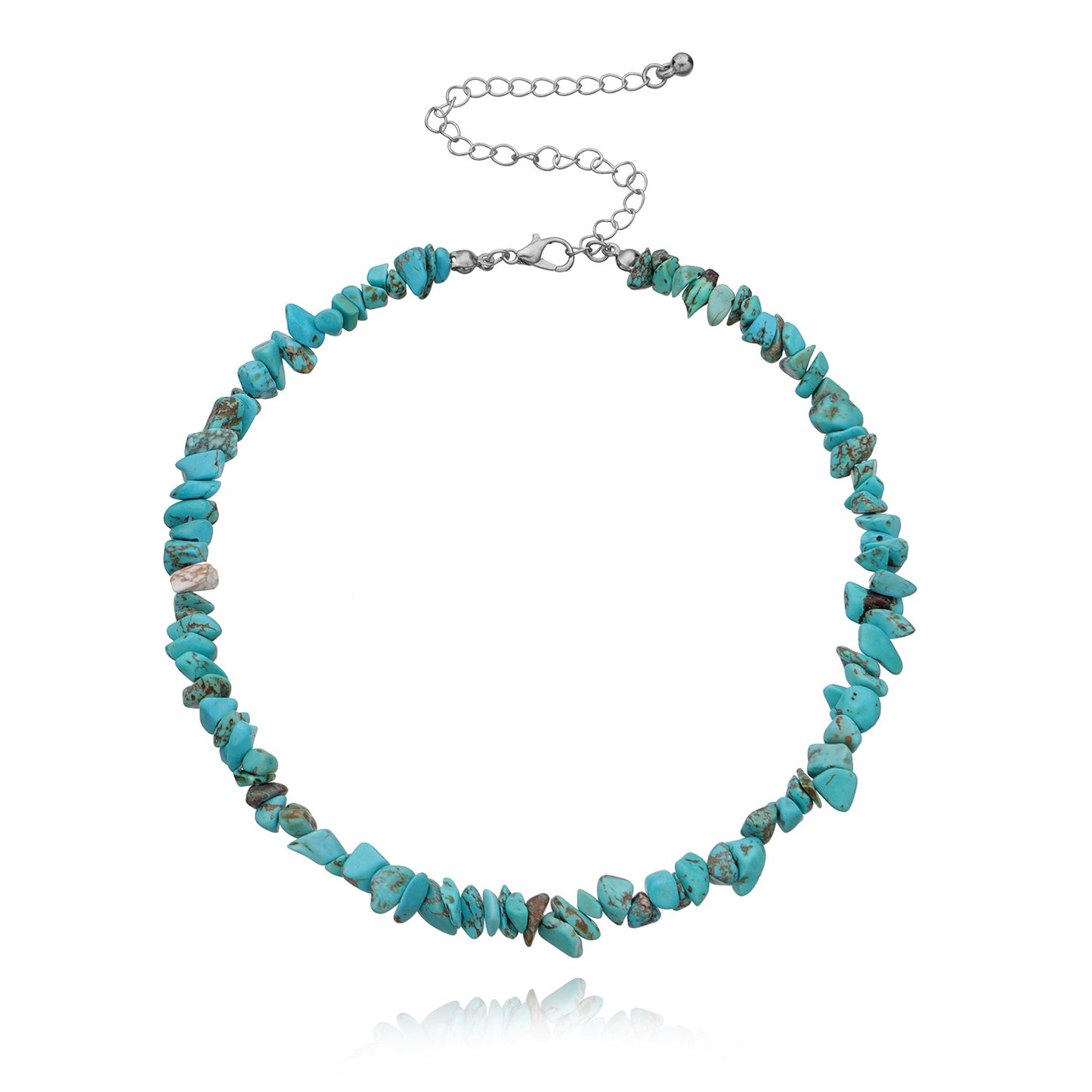 Collar geométrico turquesa hecho a mano para mujer, cadena de hilo de pescar, joyería de moda, estilo bohemio