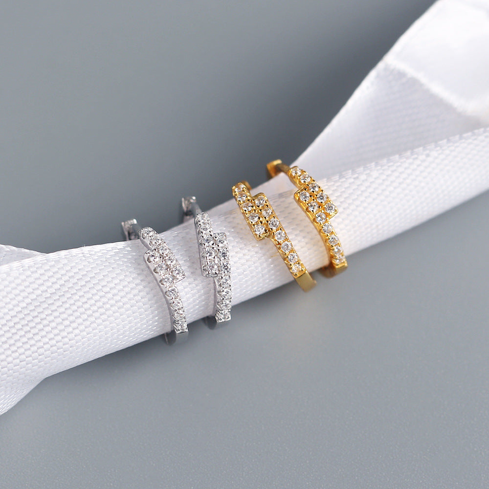 Orecchini a Cerchio Minimalisti Eleganti in Argento Sterling 925 con Zirconia Cubica Micro-Intarsiata, Geometria per Donna