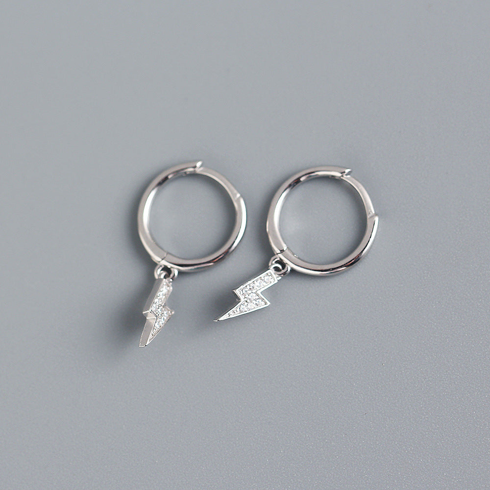Orecchini a forma di fulmine con intarsio geometrico in strass in argento sterling 925 di Sweet Streetwear da donna