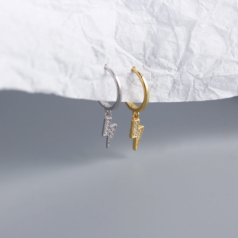 Orecchini a forma di fulmine con intarsio geometrico in strass in argento sterling 925 di Sweet Streetwear da donna