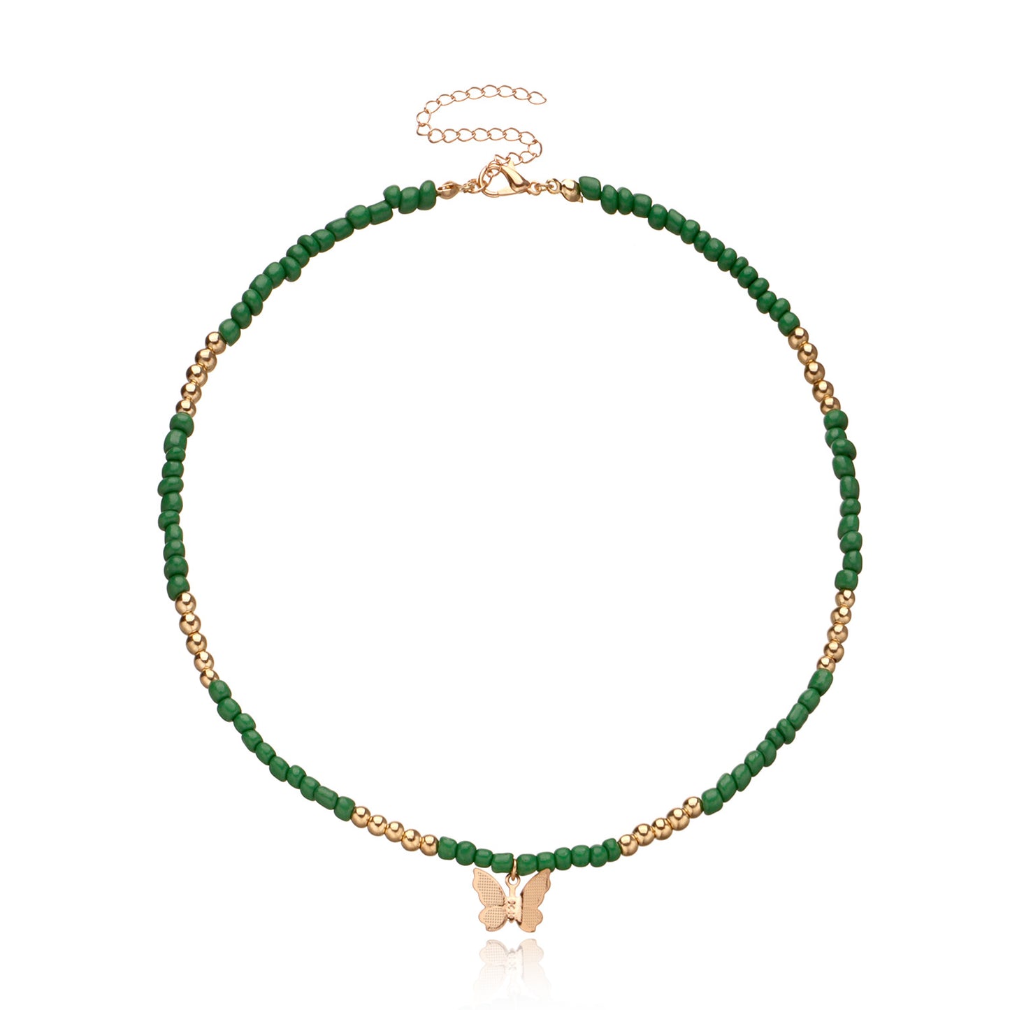 Colorful Seed Bead Necklace for Women, Butterfly and Star Design, Alloy Chain, Fish Line Style, Vintage Aesthetic, Elegant Jewelry for European and American Markets