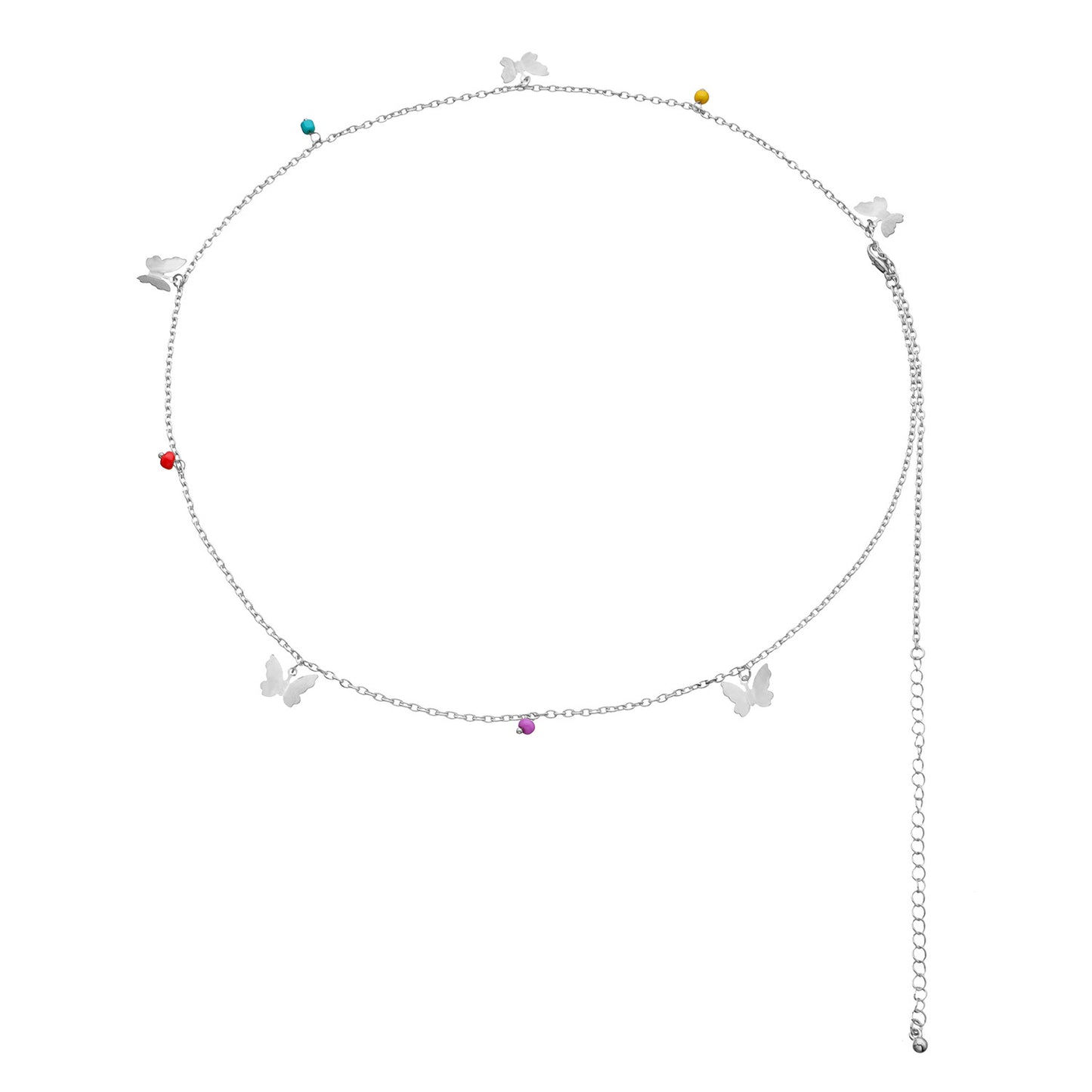 Colorful Beaded Butterfly Alloy Body Chain for Women