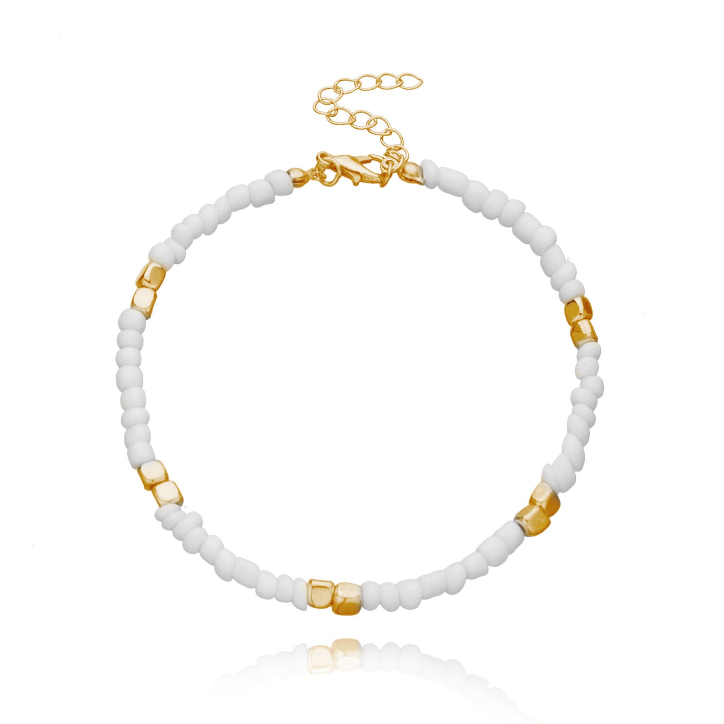 Geometric Gold Glass Beads Anklet for Women