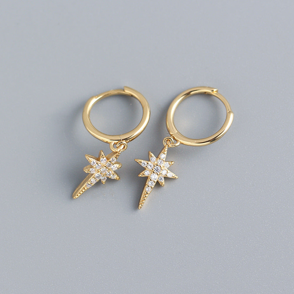 Eleganti orecchini a stella in argento Sterling 925 con intarsi di strass