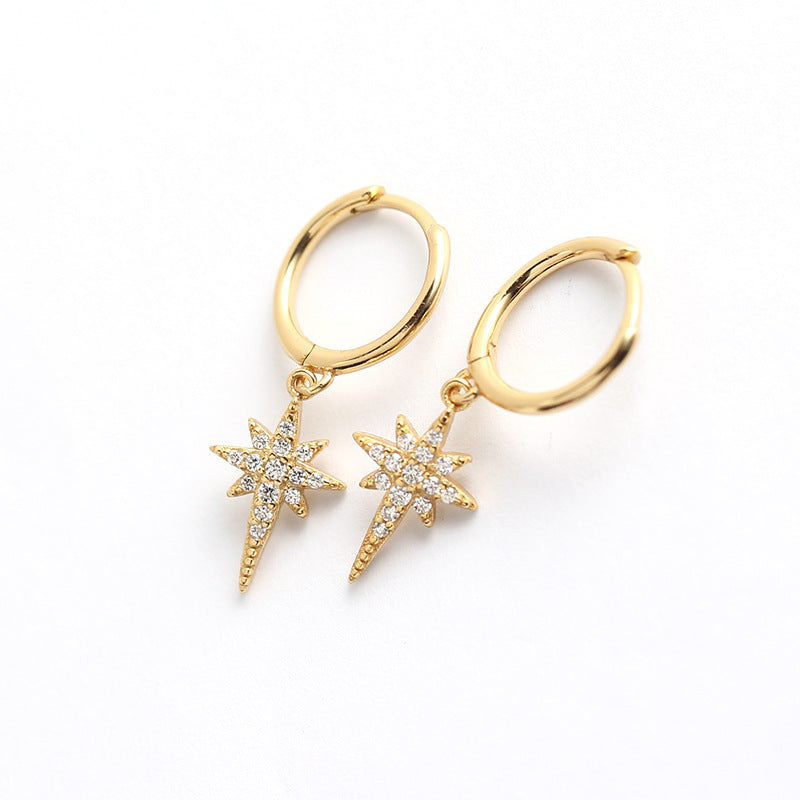 Eleganti orecchini a stella in argento Sterling 925 con intarsi di strass