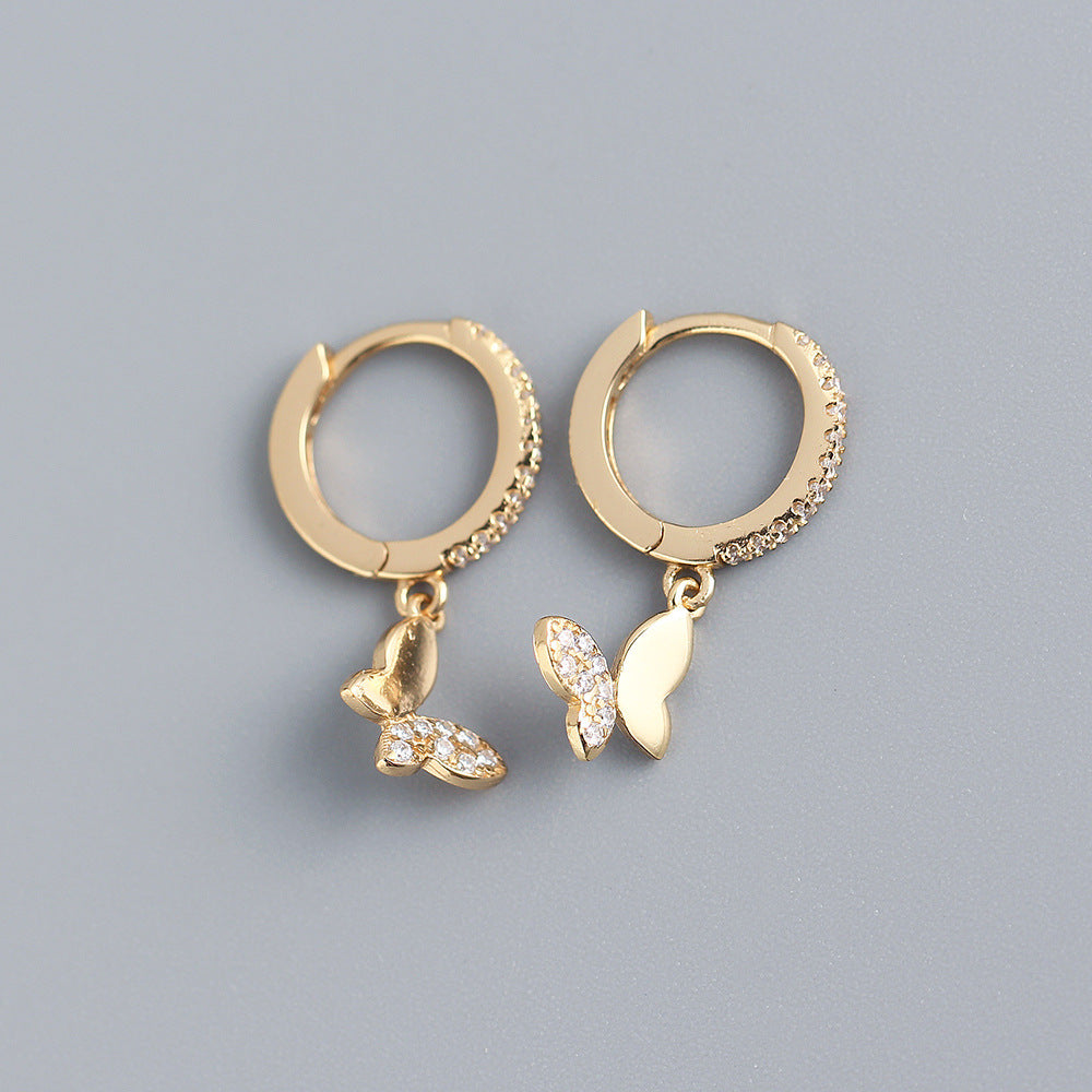 Orecchini a farfalla in argento sterling 925 con diamanti