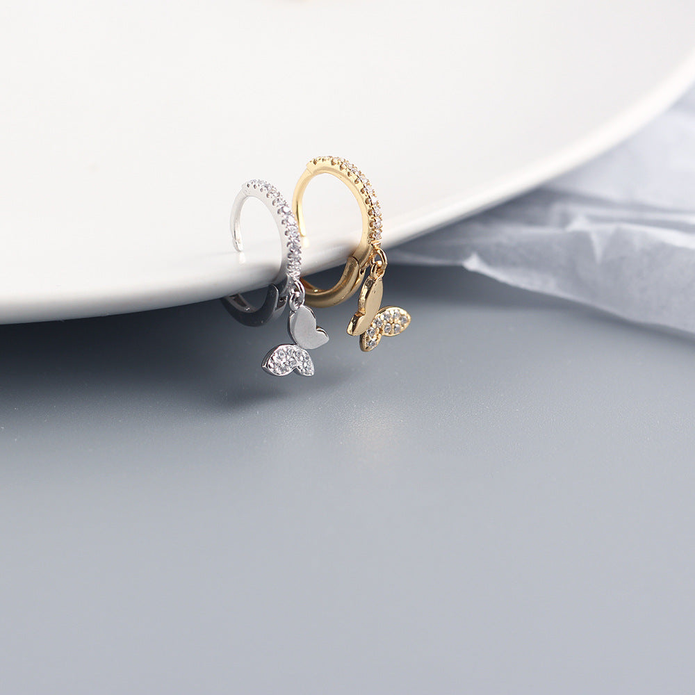 Orecchini a farfalla in argento sterling 925 con diamanti