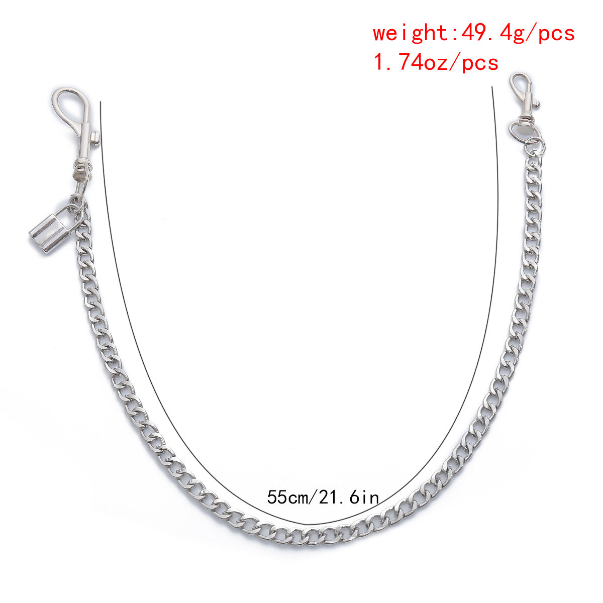 Portachiavi con catena Punk Metal Lock per donna, catena in stile retrò con nappa, catena regolabile in vita, accessorio di moda per estate autunno inverno primavera