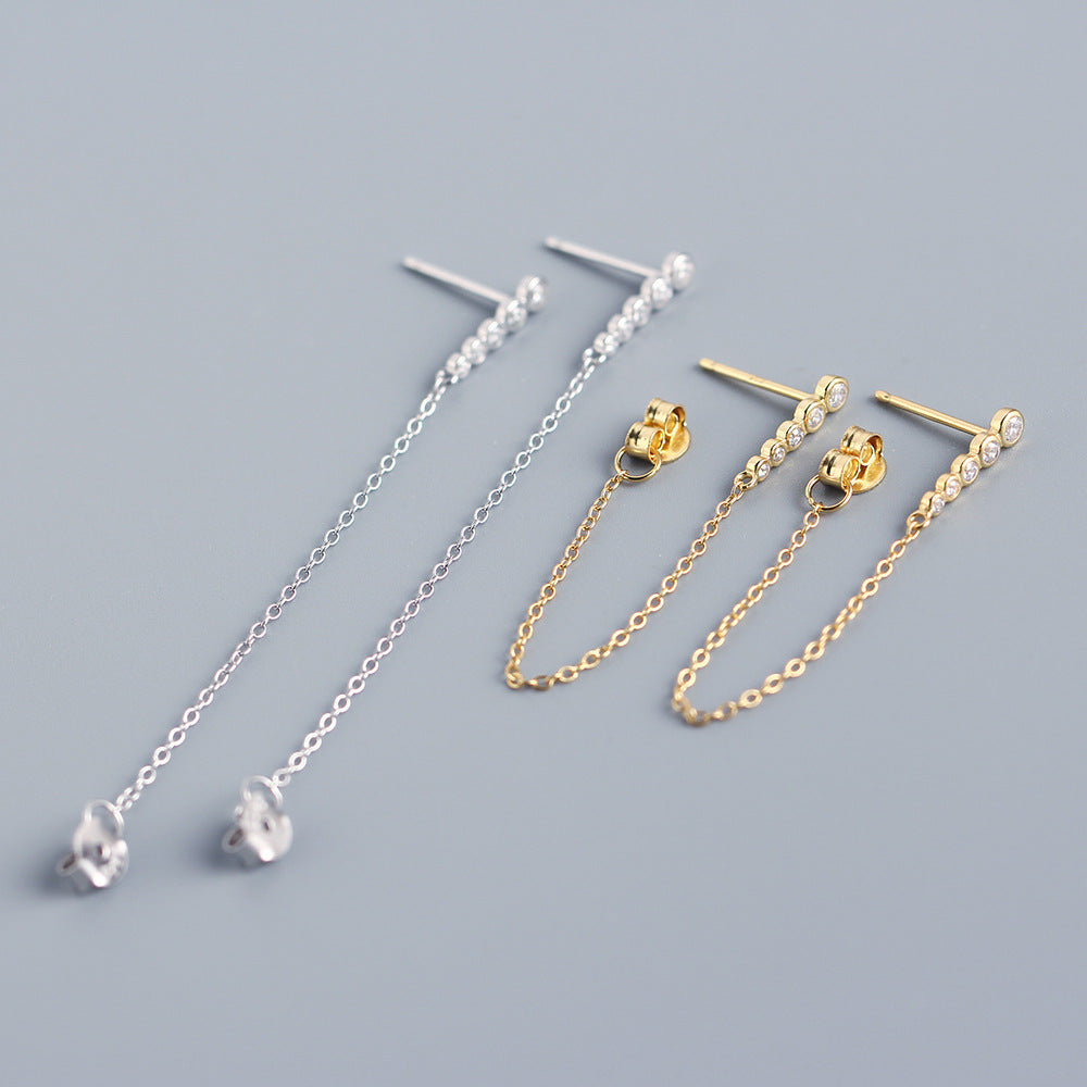 Eleganti orecchini pendenti da donna con nappe in argento sterling 925, rotondi, geometrici, intarsiati con strass, per affari