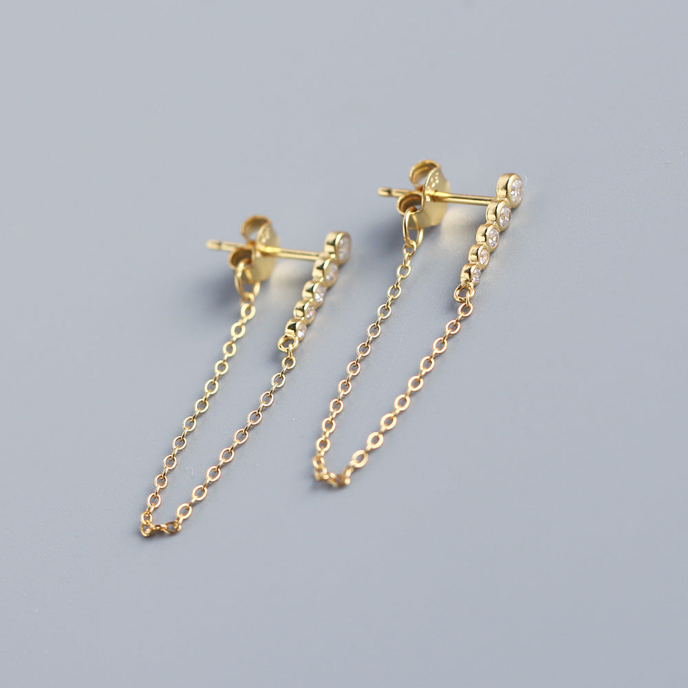 Eleganti orecchini pendenti da donna con nappe in argento sterling 925, rotondi, geometrici, intarsiati con strass, per affari