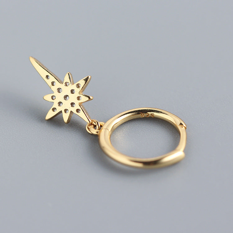 Eleganti orecchini a stella in argento Sterling 925 con intarsi di strass