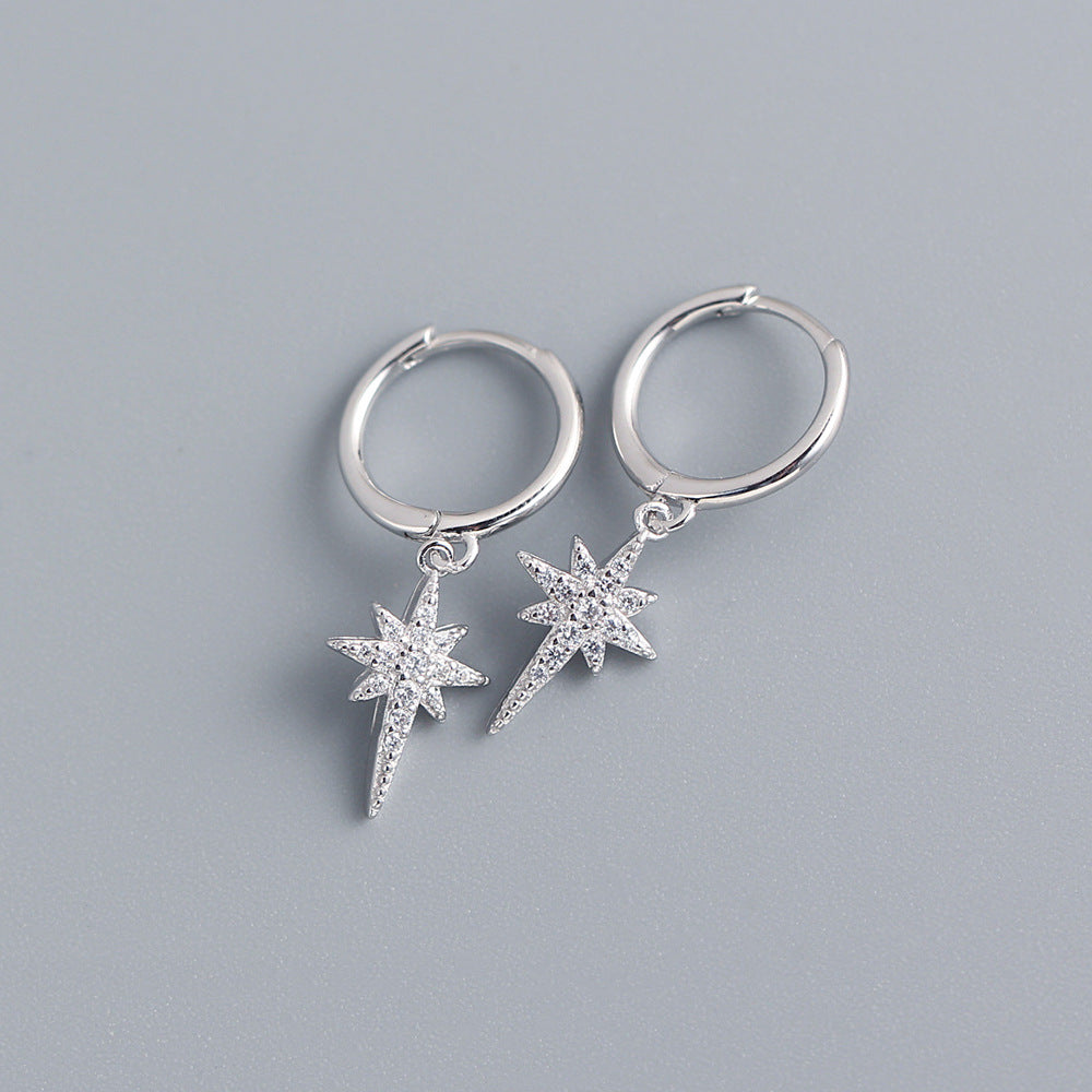 Eleganti orecchini a stella in argento Sterling 925 con intarsi di strass