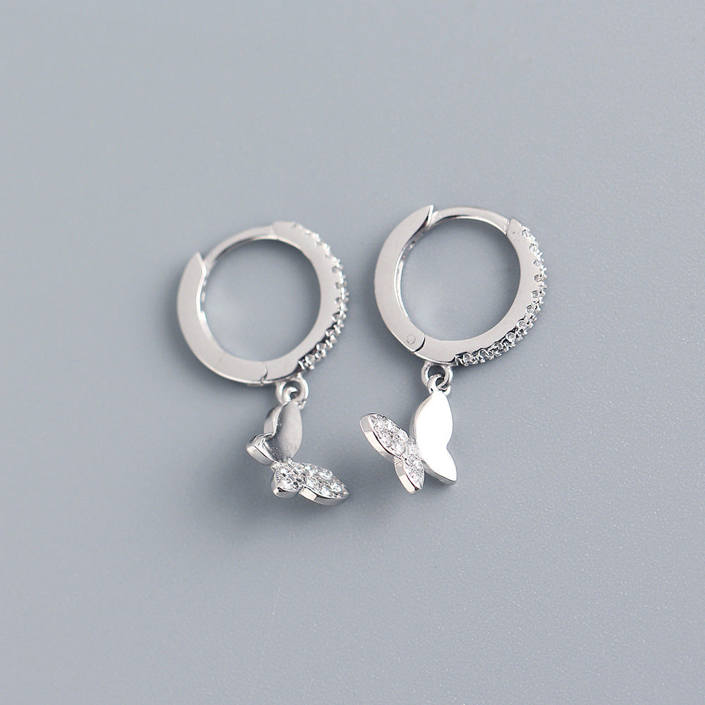 Orecchini a farfalla in argento sterling 925 con diamanti
