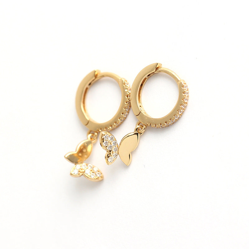 Orecchini a farfalla in argento sterling 925 con diamanti