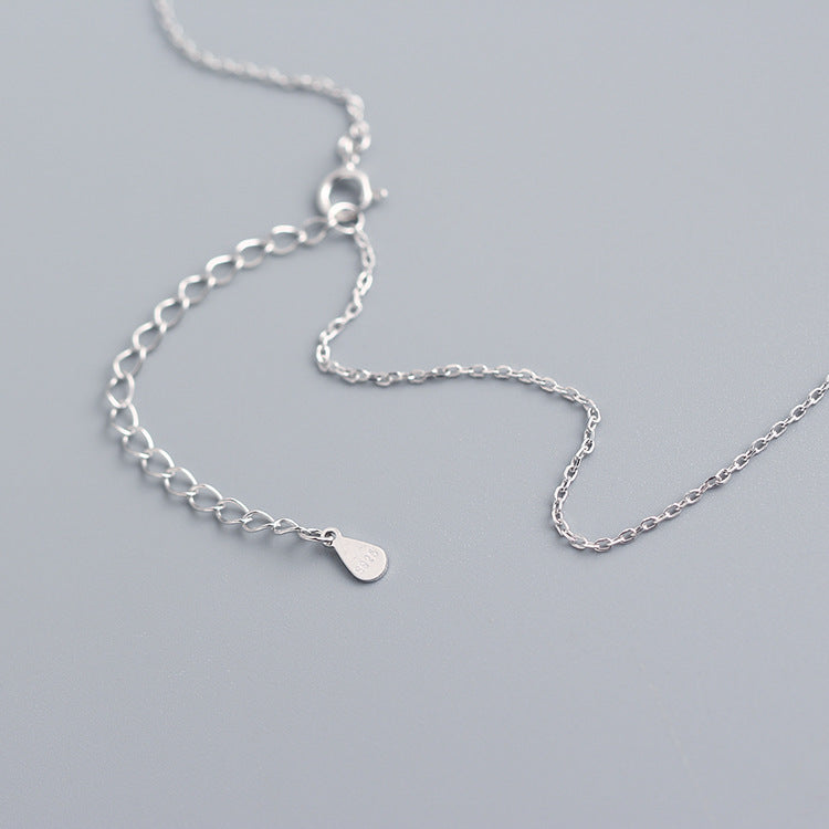 925 Sterling Silver Geometric Wolf Tooth Pendant Necklace Plated Curb Chain Minimalist Clavicle Chain for Women