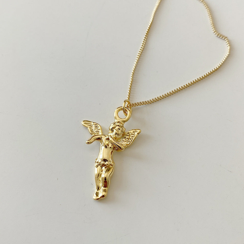 Collana Pendente Angelo Geometrico Minimalista in Argento Sterling 925 con Catenina a Sfera