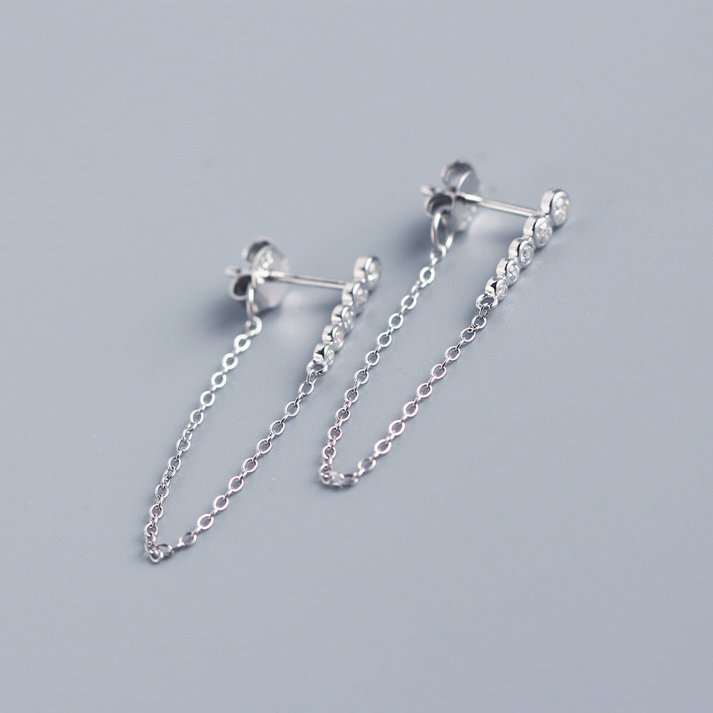 Eleganti orecchini pendenti da donna con nappe in argento sterling 925, rotondi, geometrici, intarsiati con strass, per affari