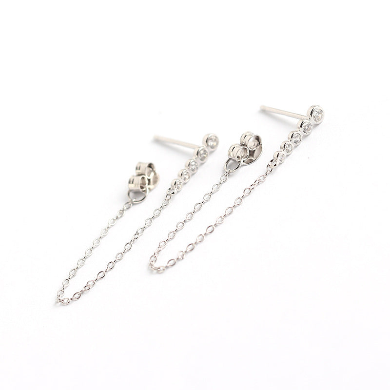 Eleganti orecchini pendenti da donna con nappe in argento sterling 925, rotondi, geometrici, intarsiati con strass, per affari