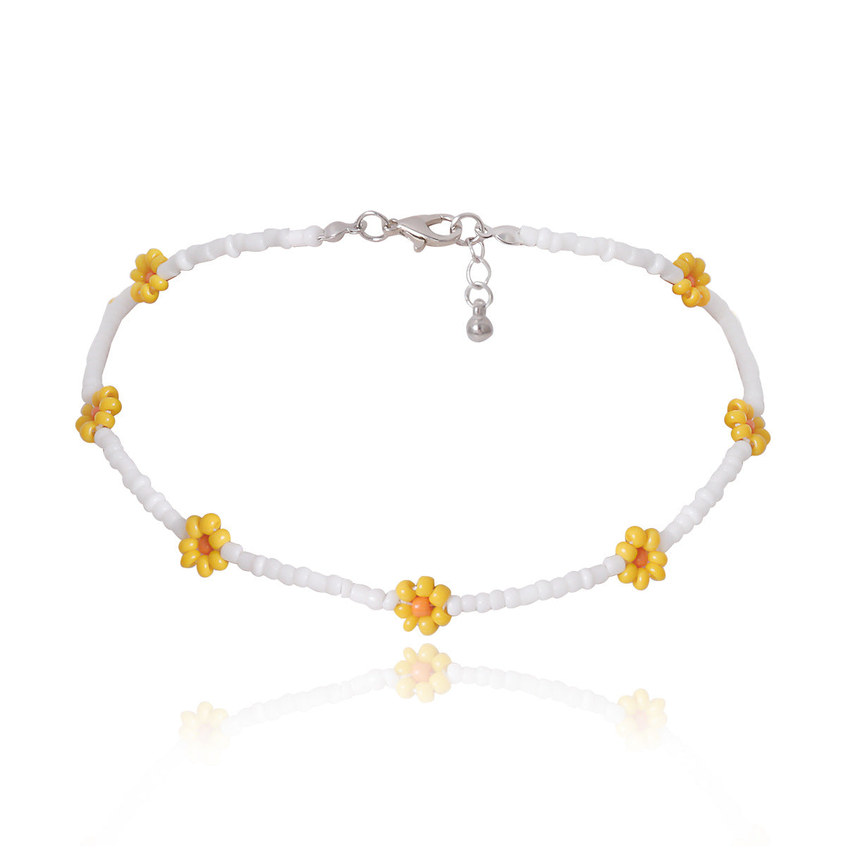 Sweet Floral Rice Bead Ball Chain Necklace for Women
