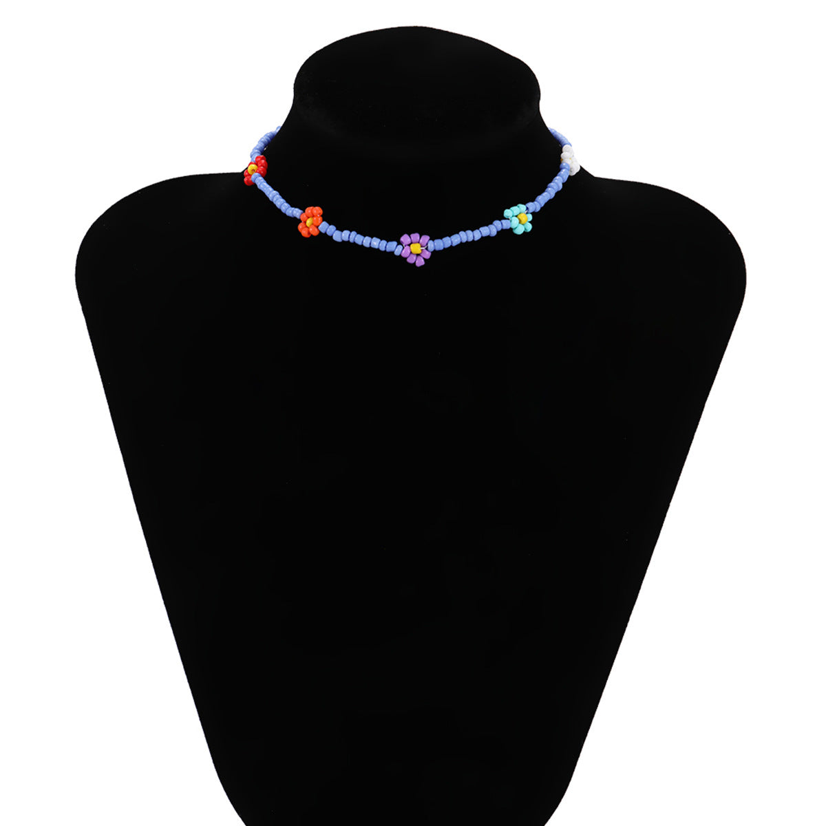 Bohemian Floral Beaded Woven Daisy Necklace for Women
