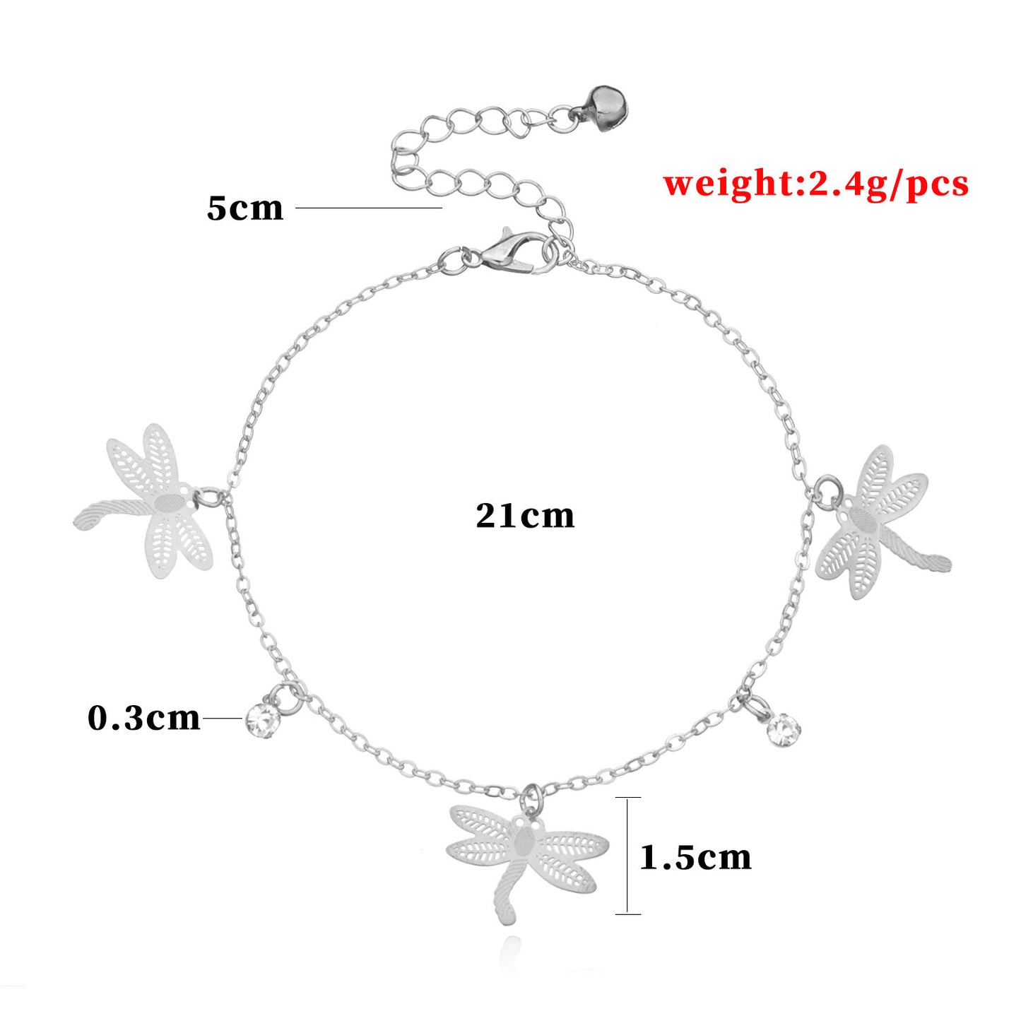 Women's Minimalist Bohemian Alloy Butterfly Anklet with Delicate Rhinestone Details for Beach, Travel, Wedding Gift