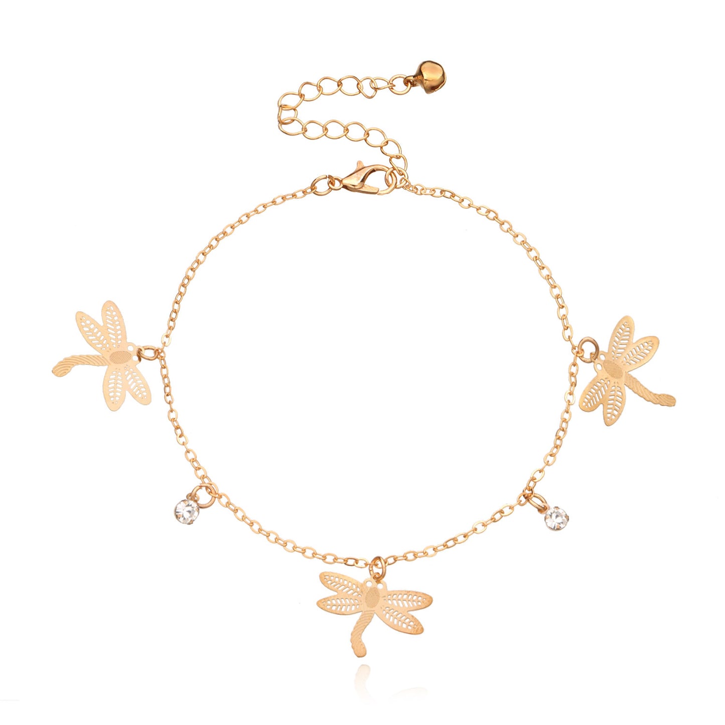 Women's Minimalist Bohemian Alloy Butterfly Anklet with Delicate Rhinestone Details for Beach, Travel, Wedding Gift