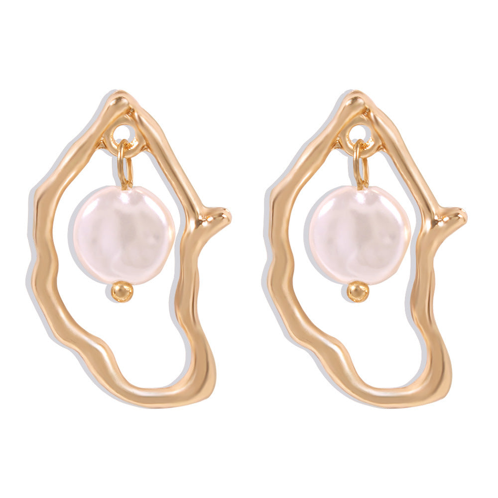 Pendientes de Perlas Elegantes y Modernos para Mujer, con Tachuelas de Aleación y Acero Inoxidable con Baño, Joyería de Nuevo Estilo Elegante