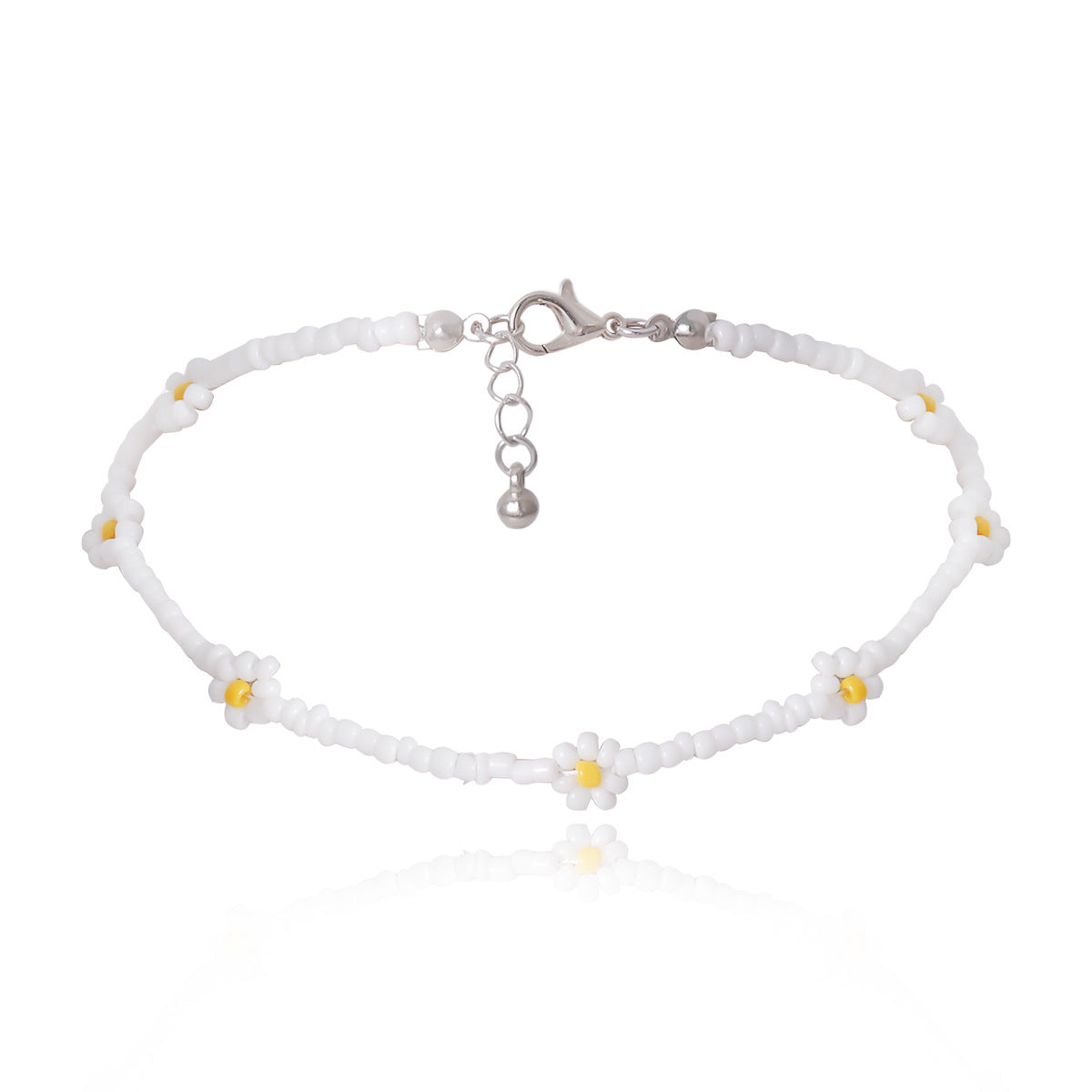 Sweet Floral Rice Bead Ball Chain Necklace for Women