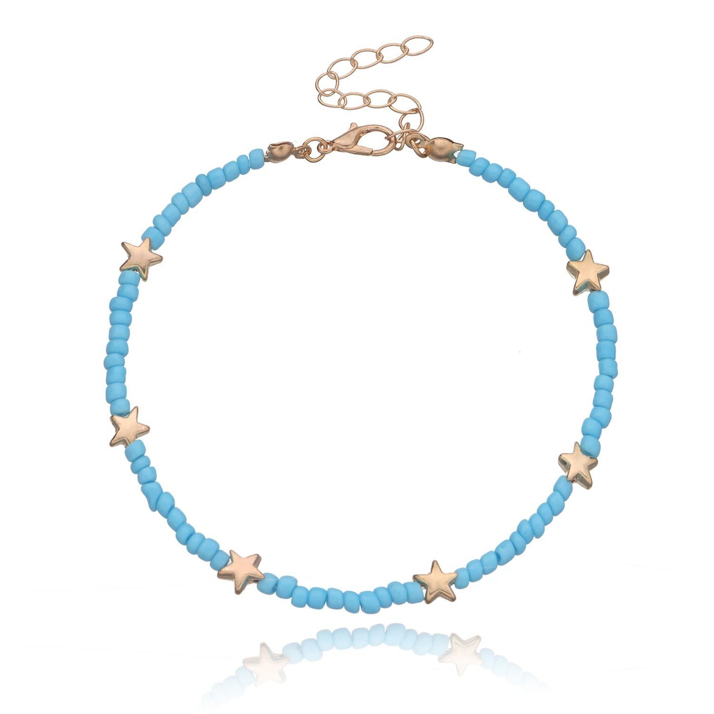 European Style Alloy Butterfly Heart Star Anklet for Women with Mother of Pearl Inlay, Fashion Foot Jewelry