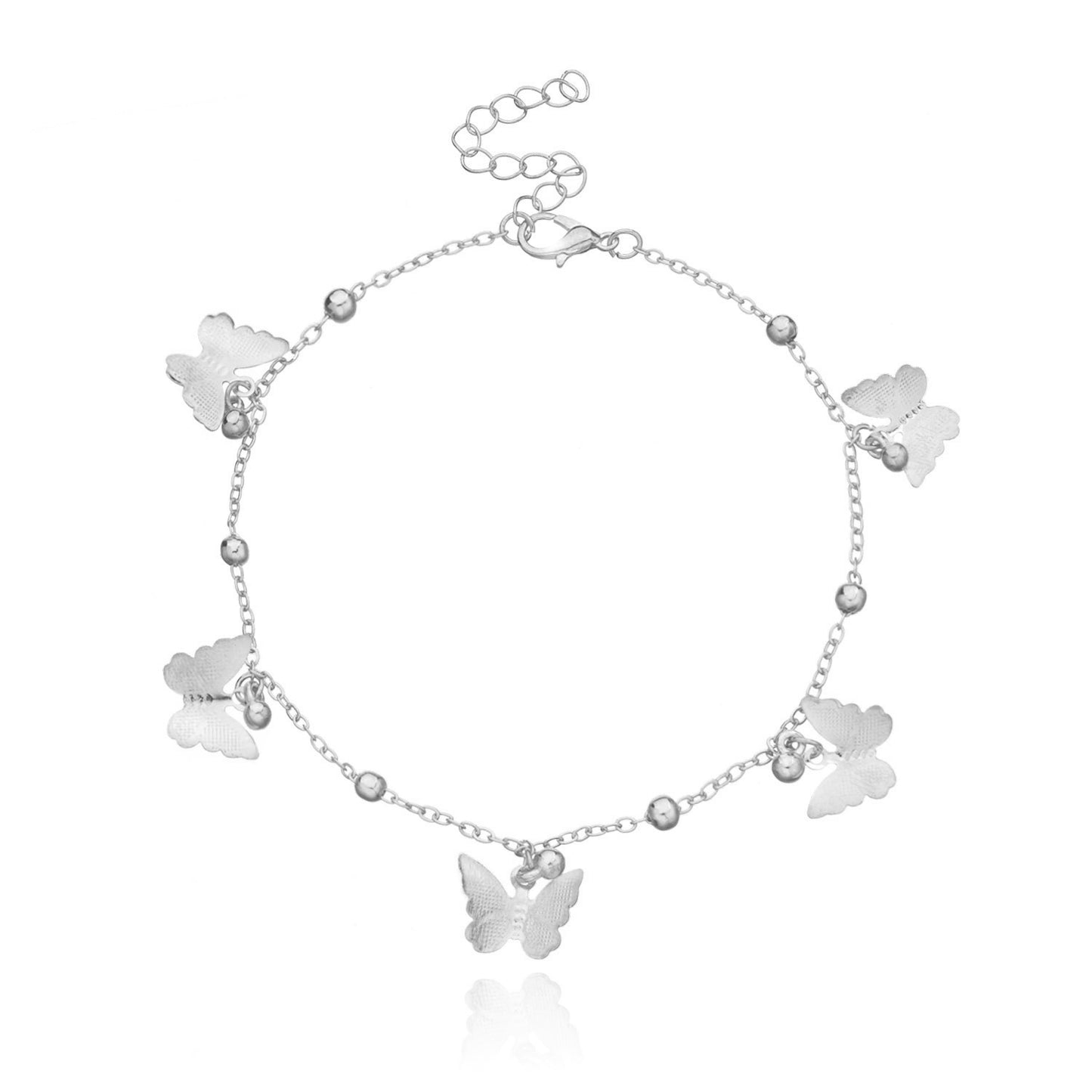 Catena alla Caviglia da Donna in Lega a Farfalla, Elegante Cavigliera con Perline e Campanella, Ideale per Matrimoni, Viaggi e Regali