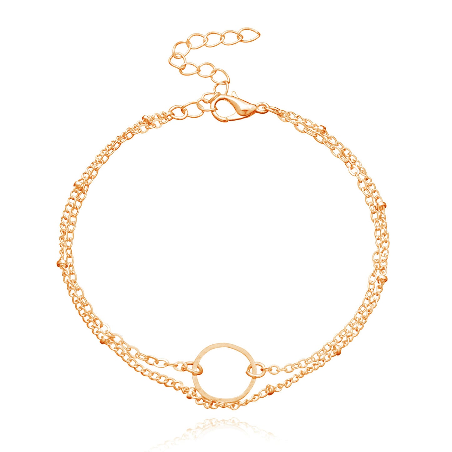 Women's Geometric Hollow Circle Bracelet, Double Layer Chain Jewelry, Minimalist Modern Style, Plated Alloy, for Travel Souvenir, Exhibition, Promotion, Employee Gift, Anniversary, Business Gift, Opening Ceremony