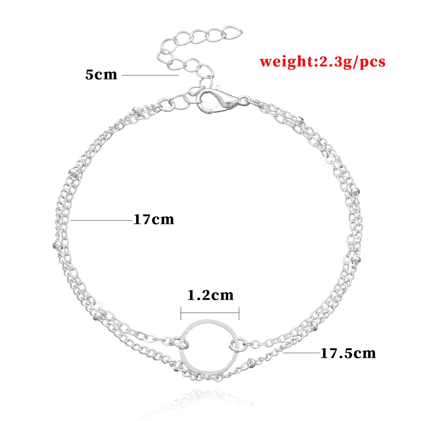 Women's Geometric Hollow Circle Bracelet, Double Layer Chain Jewelry, Minimalist Modern Style, Plated Alloy, for Travel Souvenir, Exhibition, Promotion, Employee Gift, Anniversary, Business Gift, Opening Ceremony