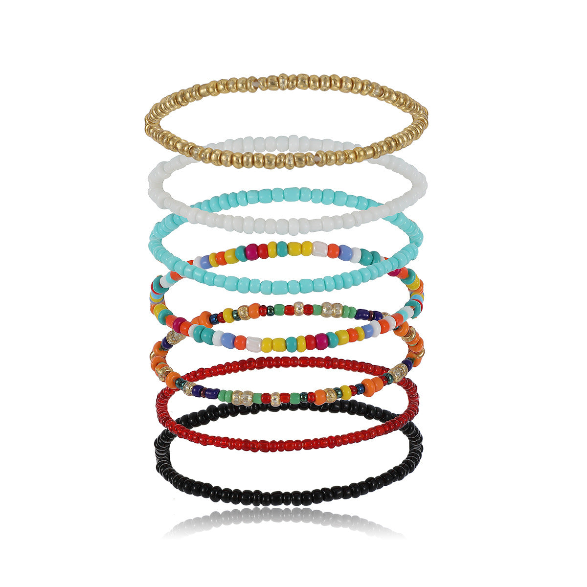 Bohemian Sweet Geometric Rice Bead Bracelet Set for Women