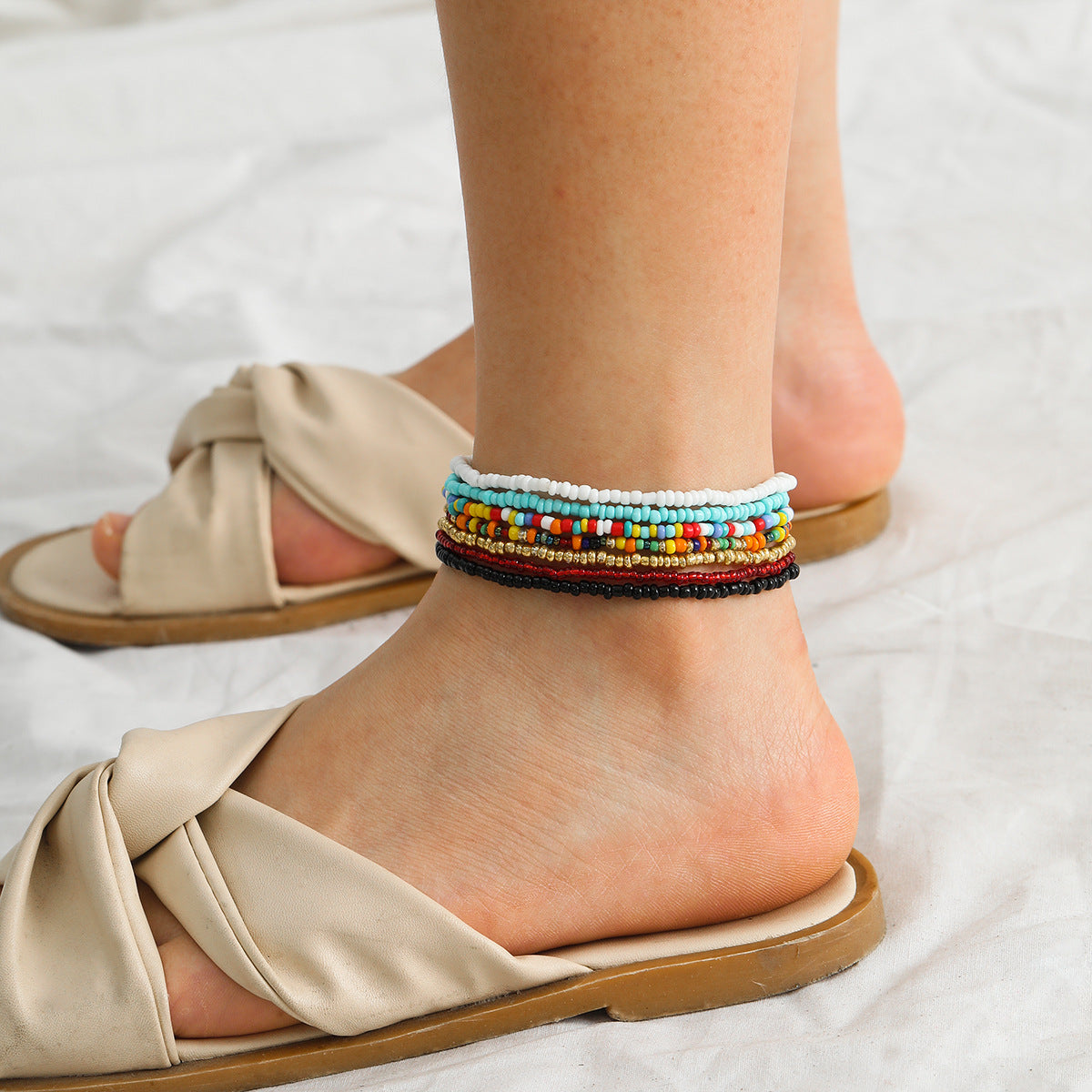 Bohemian Sweet Geometric Rice Bead Bracelet Set for Women