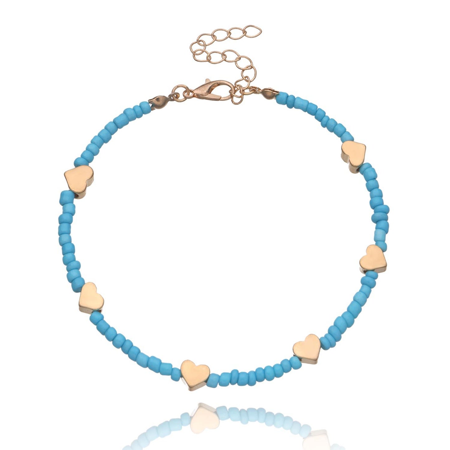 European Style Alloy Butterfly Heart Star Anklet for Women with Mother of Pearl Inlay, Fashion Foot Jewelry