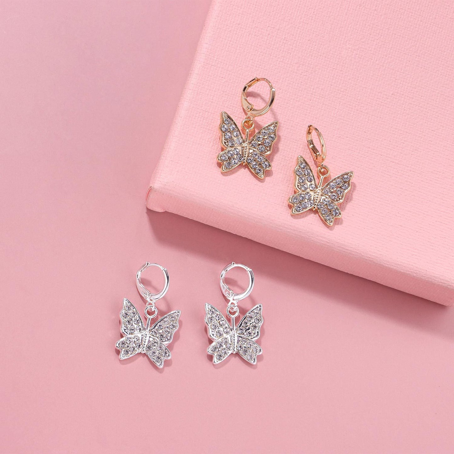 Butterfly Earrings for Women Alloy Inlaid Rhinestone Fashion Jewelry Amazon Bestseller