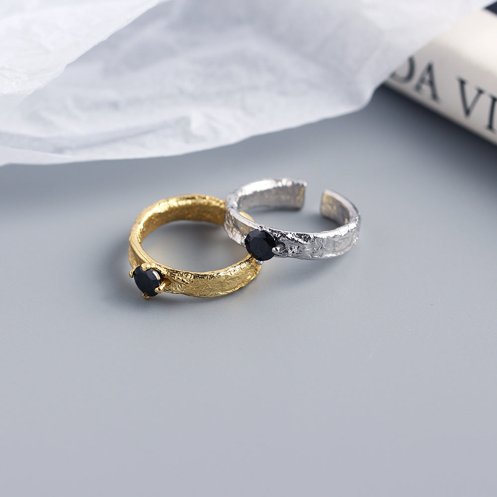 Geometric 925 Sterling Silver Cubic Zirconia Inlay Ring for Women