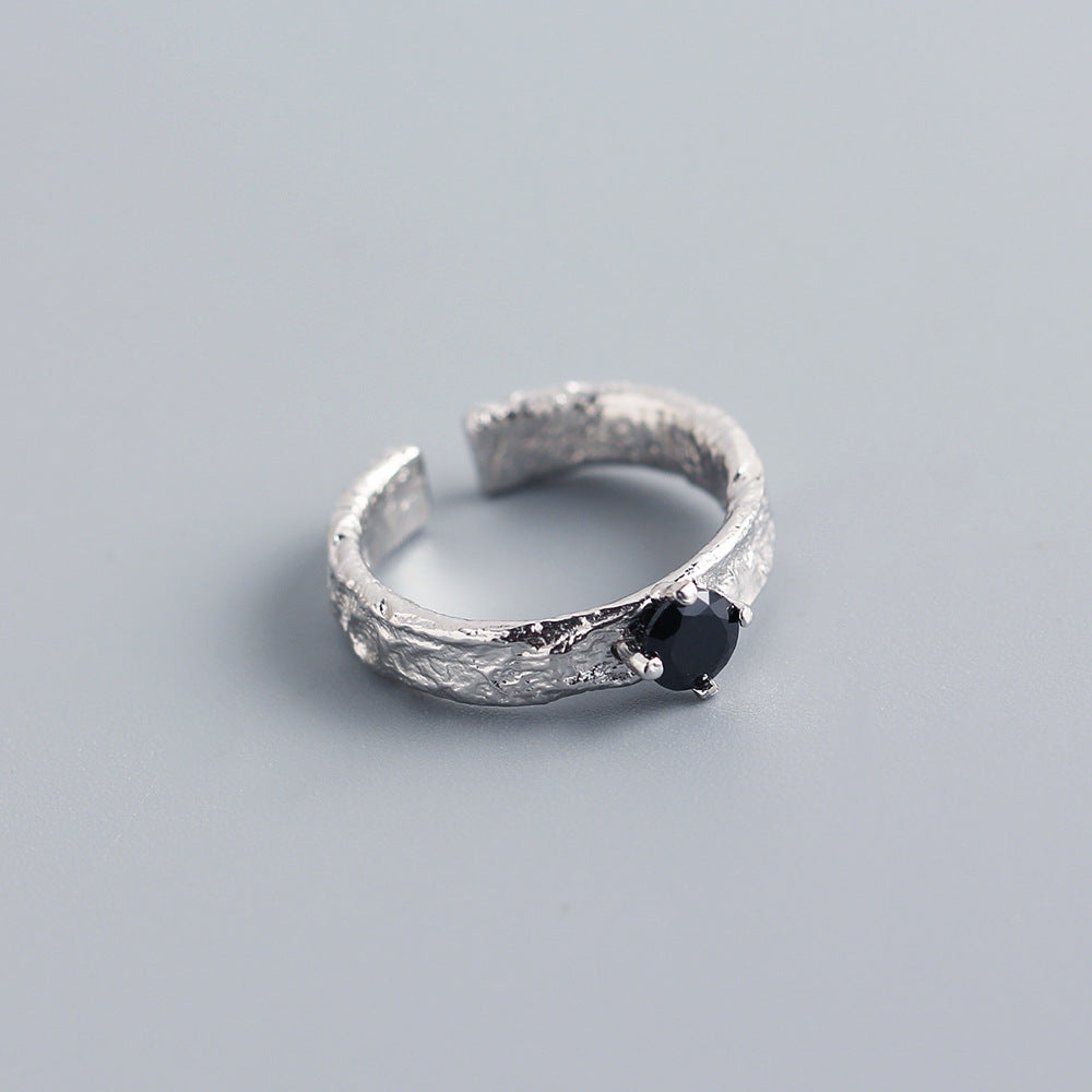 Geometric 925 Sterling Silver Cubic Zirconia Inlay Ring for Women