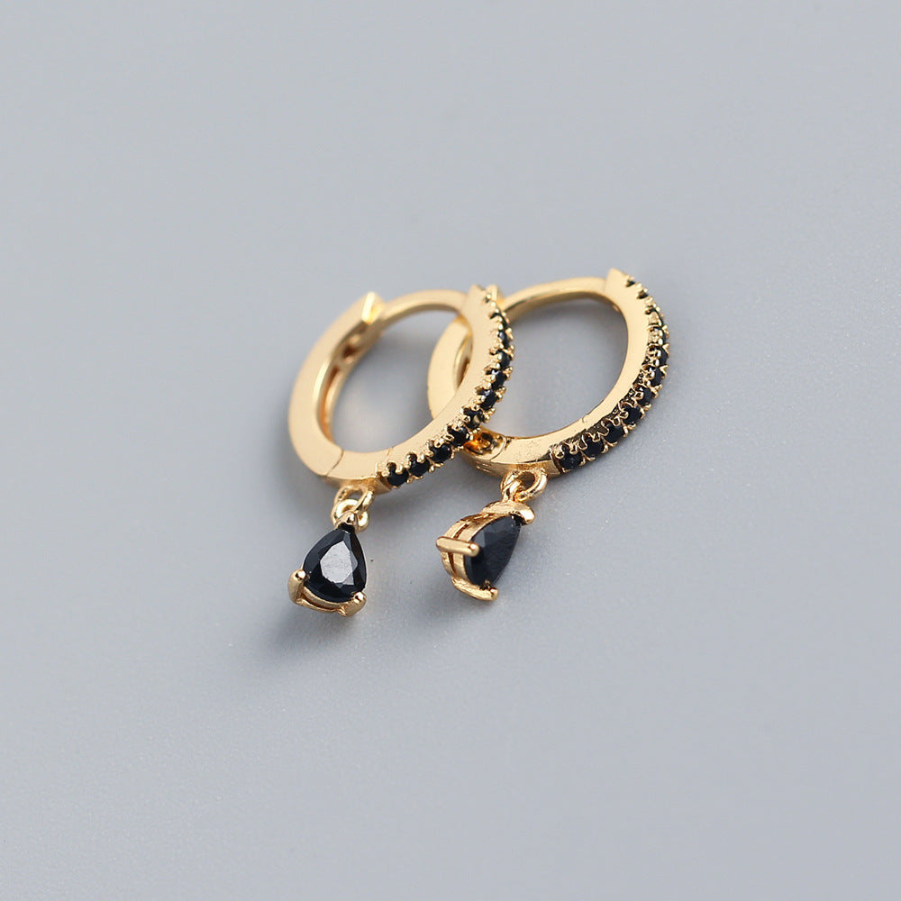 Luxury Elegant 925 Sterling Silver Teardrop Geometric Diamond Hoop Earrings for Women