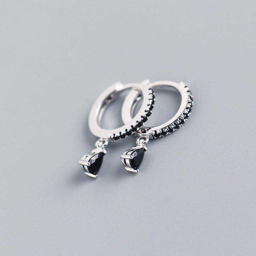Luxury Elegant 925 Sterling Silver Teardrop Geometric Diamond Hoop Earrings for Women