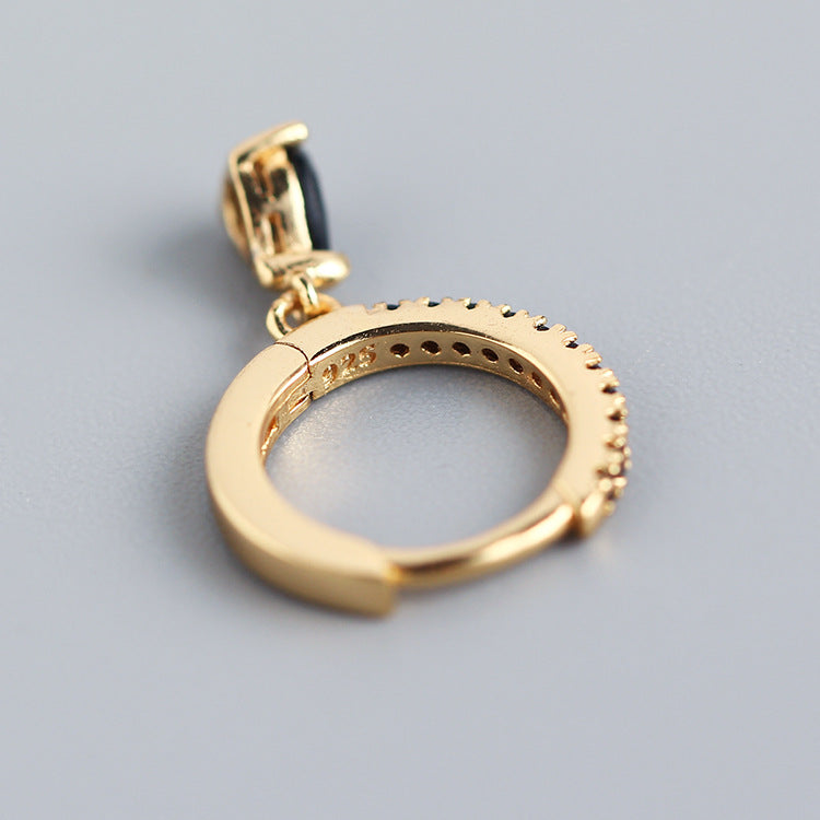 Luxury Elegant 925 Sterling Silver Teardrop Geometric Diamond Hoop Earrings for Women